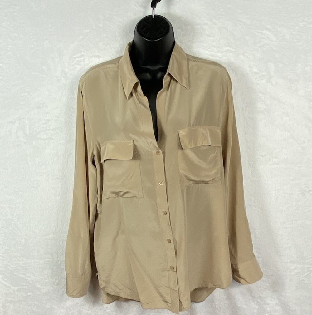 Babaton 100% Silk Blouse Button Up Women’s Minimalist Classic Quiet Luxury